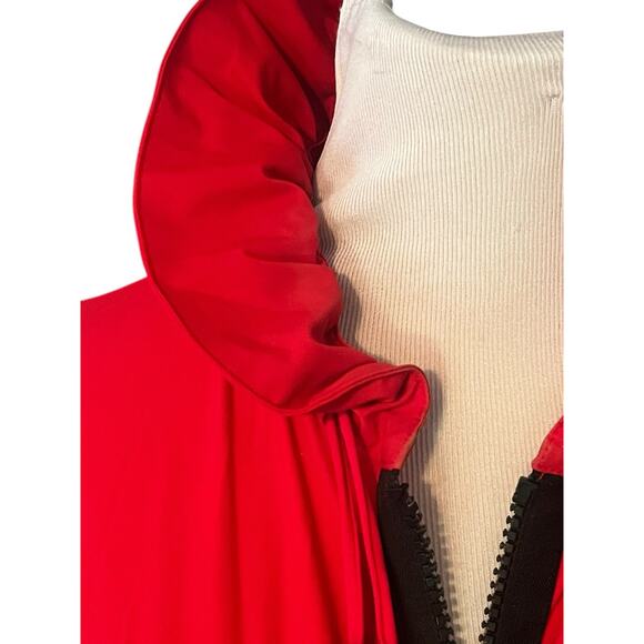 IC By Connie K Jacket Coat •L• Long Sleeve Zip Ruffle Collar Front Zip Red USA - Picture 4 of 12